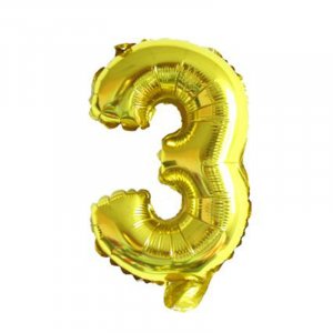 Balónek fóliový číslo "3" zlatá barva