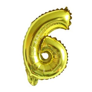 Balónek fóliový číslo "6" zlatá barva